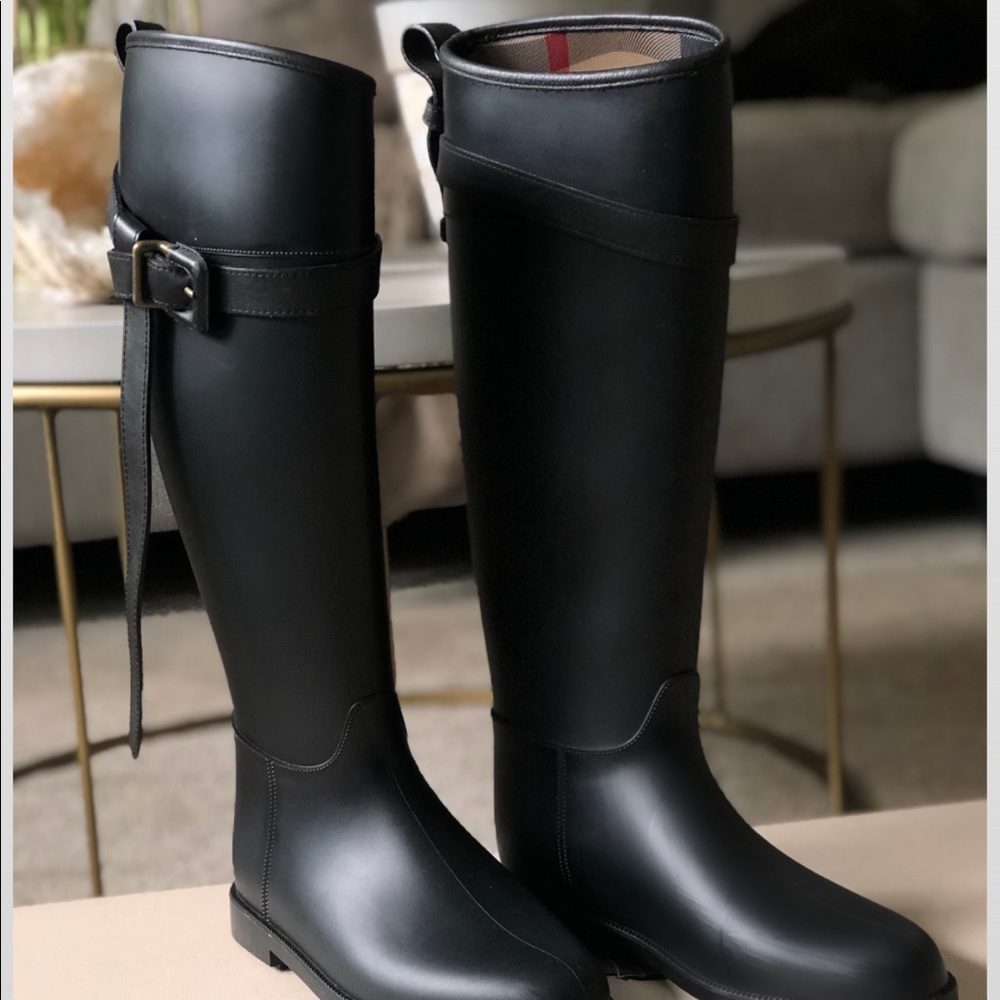Burberry knee high rain boots